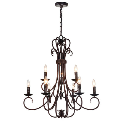 CWI Lighting Maddy 9 Light Up Chandelier, Rubbed Brown - 9817P29-9-121