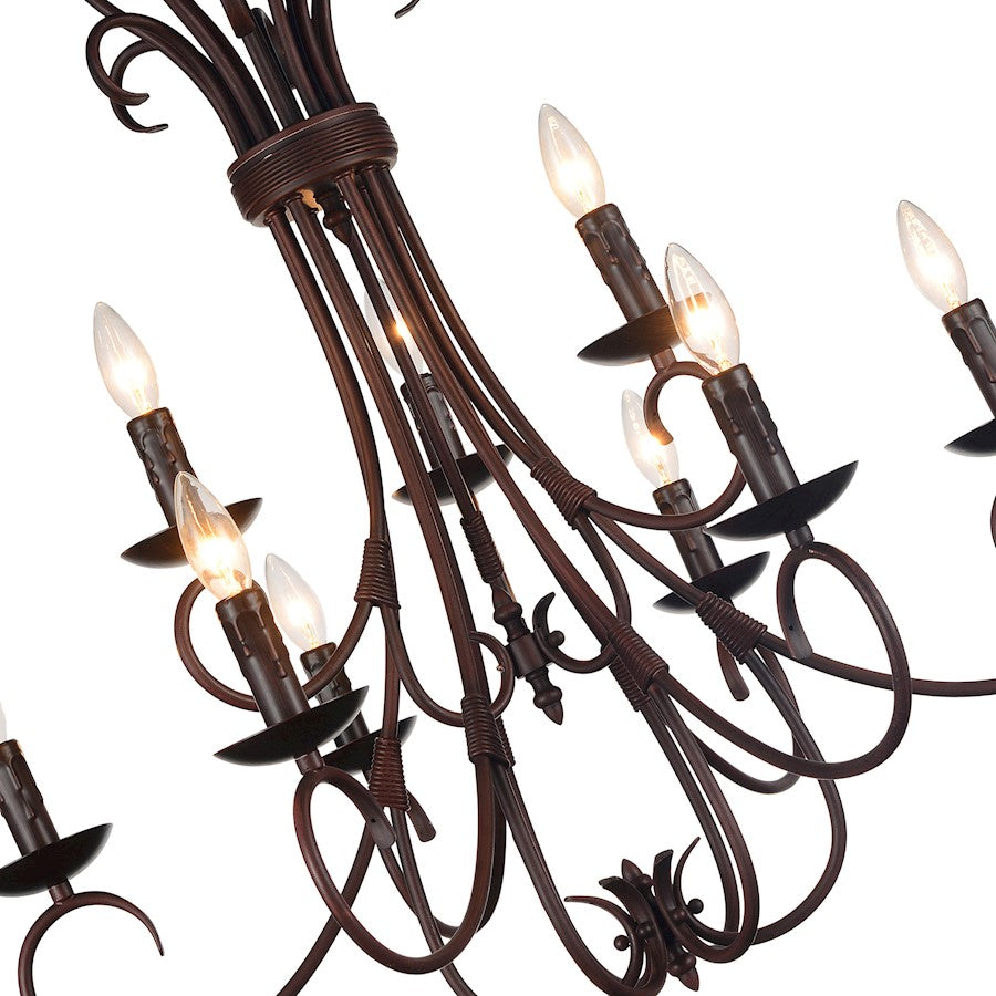 9 Light Up Chandelier, Rubbed Brown