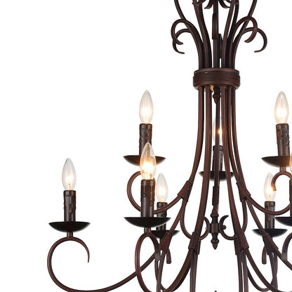 9 Light Up Chandelier, Rubbed Brown