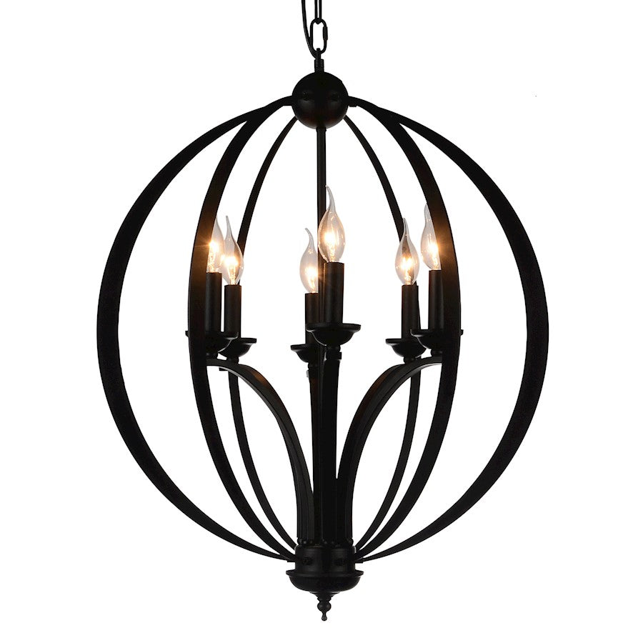 CWI Lighting Drift 6 Light Up Chandelier, Black - 9825P24-6-101