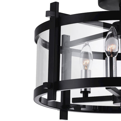 CWI Lighting Miette 4 Light Cage Flush Mount, Black/Clear