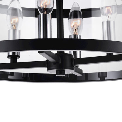 CWI Lighting Miette 4 Light Cage Flush Mount, Black/Clear