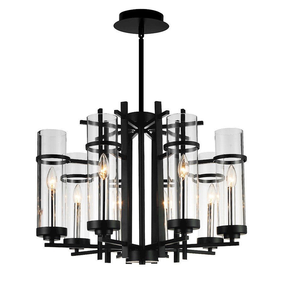 CWI Lighting Sierra 8 Light 26" Up Chandelier, Black/Clear - 9827P26-8-101