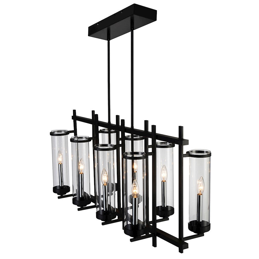 CWI Lighting Sierra 8 Light 38" Up Chandelier, Black/Clear - 9827P38-8-RC-101