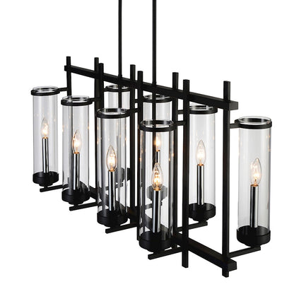 8 Light 38" Up Chandelier, Black