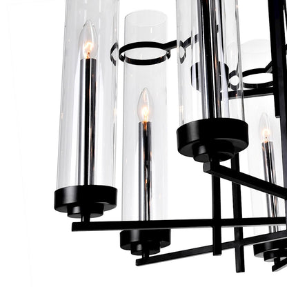 8 Light 38" Up Chandelier, Black