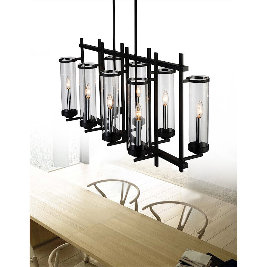 8 Light 38" Up Chandelier, Black