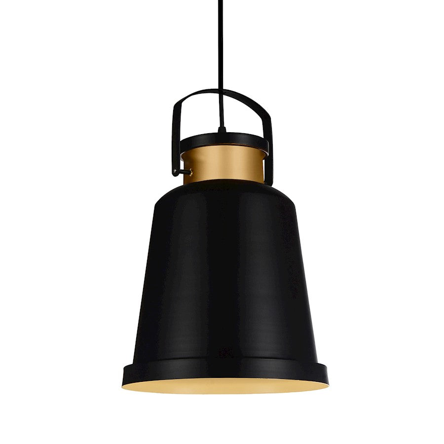 1 Light 10" Down Pendant, Black