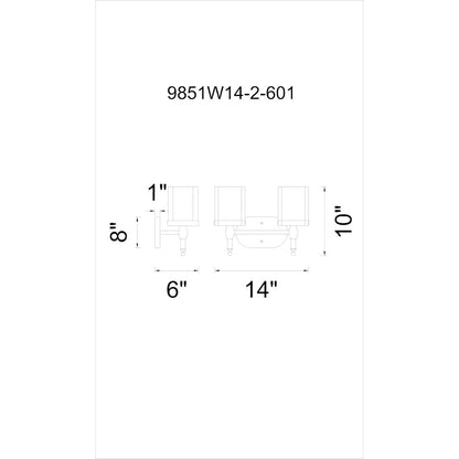 Maybelle 2 Light Bathroom Vanity Light, Chrome/Clear