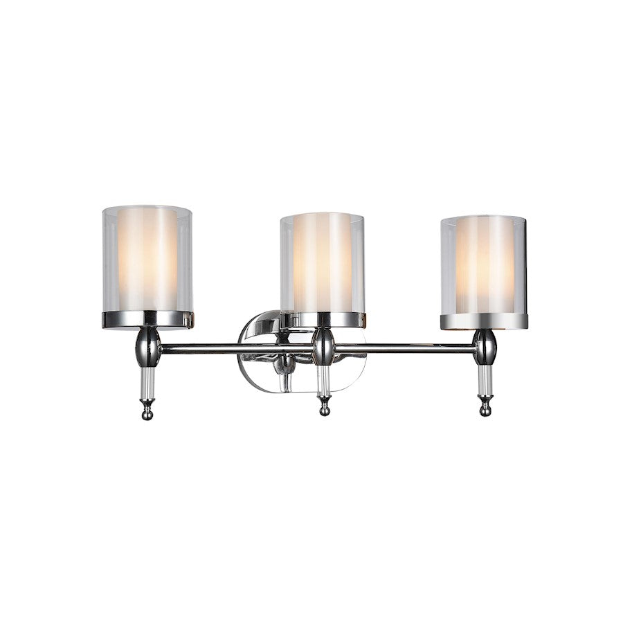 CWI Lighting Maybelle 3 Light Vanity Light, Chrome/Clear - 9851W24-3-601