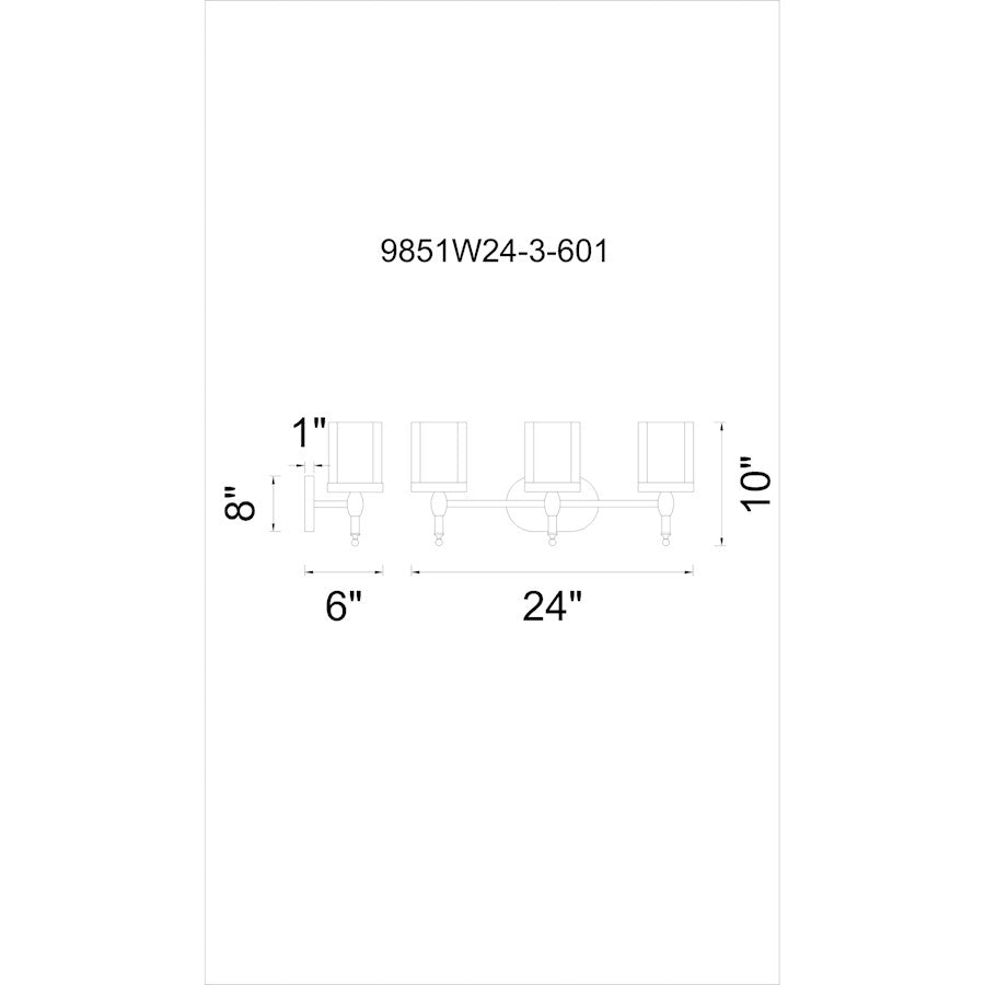 Maybelle 3 Light Bathroom Vanity Light, Chrome/Clear