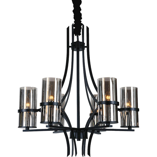 CWI Lighting Vanna 6 Light Up Chandelier, Black/Smoke - 9858P27-6-101