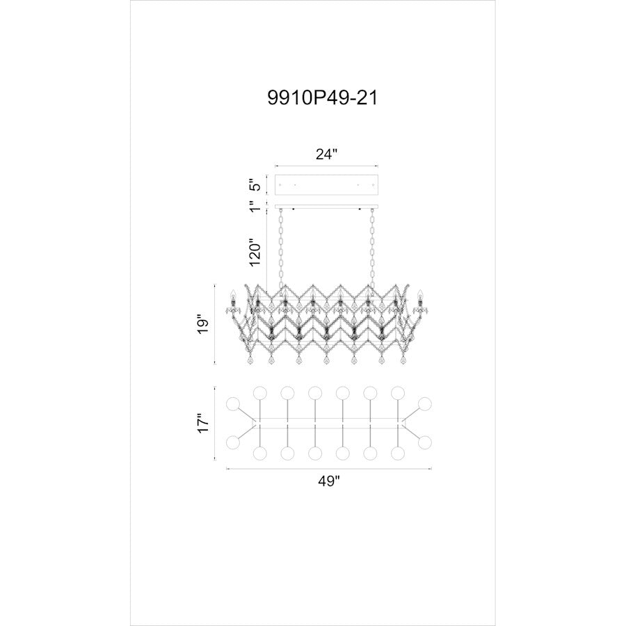 21 Light Up Chandelier, Light Brown