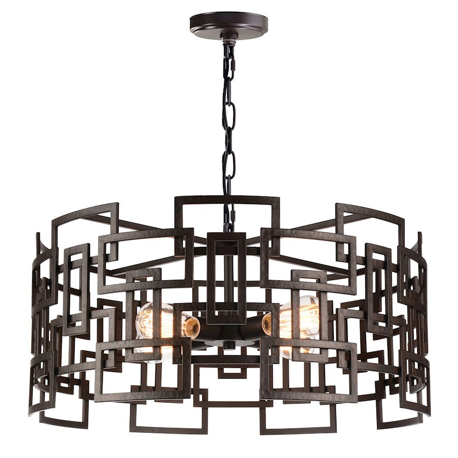 CWI Lighting Litani 4 Light Down Chandelier, Brown - 9913P25-4-205