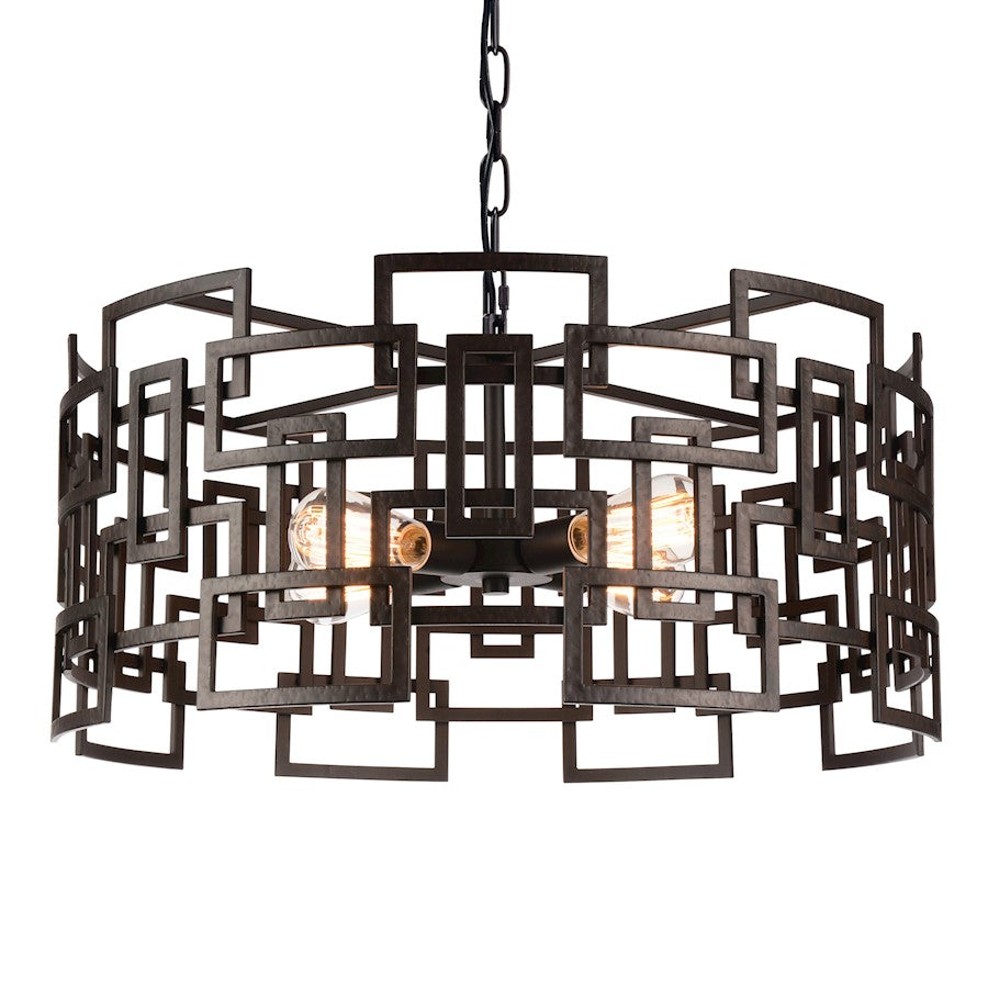 4 Light Down Chandelier, Brown