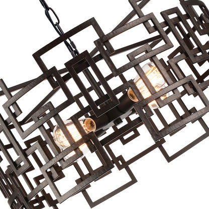 4 Light Down Chandelier, Brown