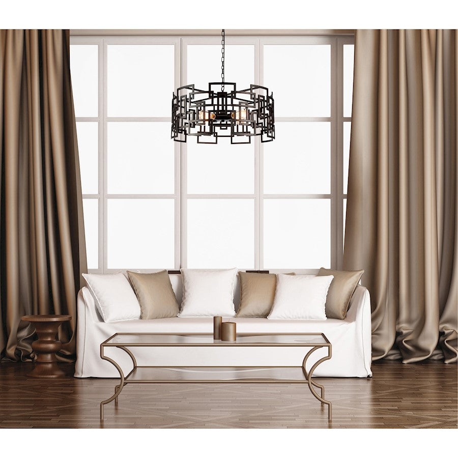 4 Light Down Chandelier, Brown