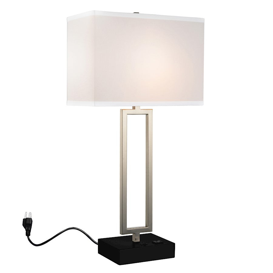 CWI Lighting Torren 1 Light Table Lamp, Satin Nickel - 9915T14-1-606