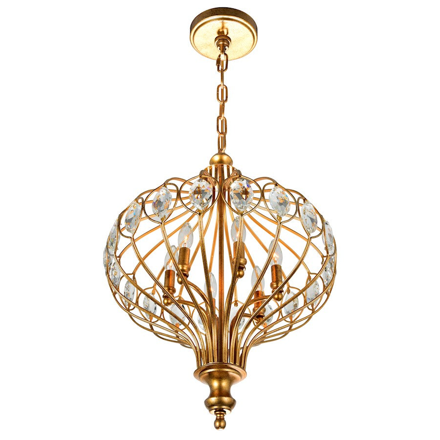 6 Light Chandelier, Antique Bronze