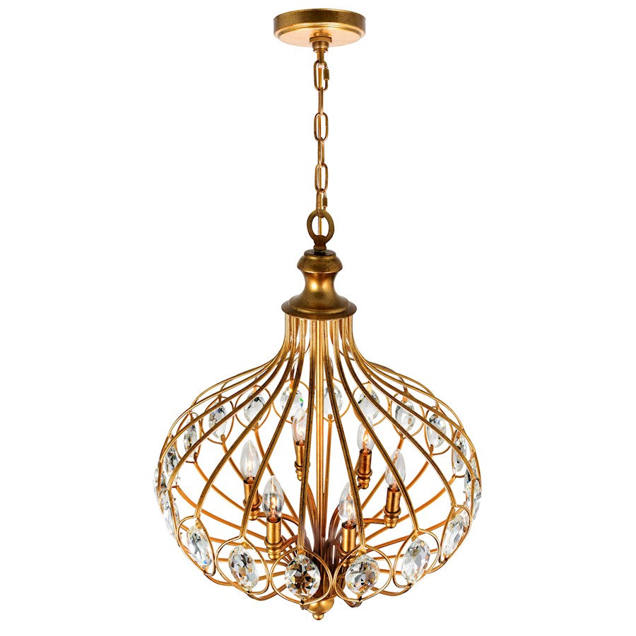 6 Light Chandelier, Antique Bronze