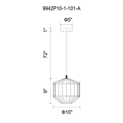 1 Light 10" Down Pendant, Black