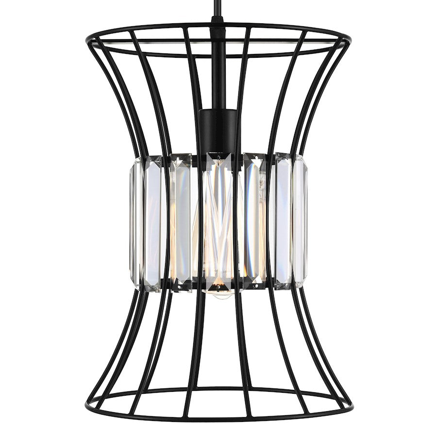 1 Light Down Pendant, Black-B