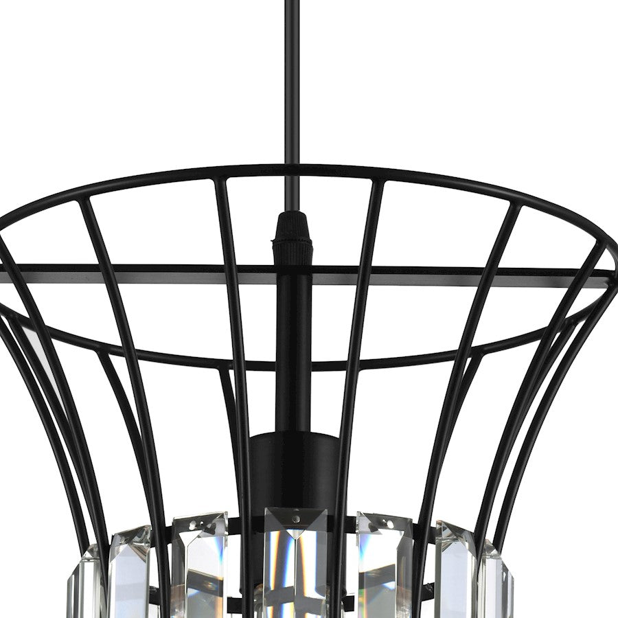 1 Light Down Pendant, Black-B