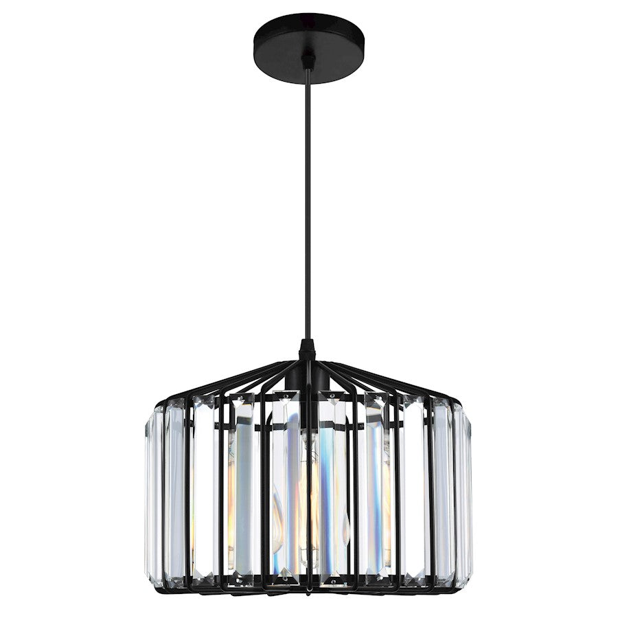 CWI Lighting Alethia 1 Light Drum Shade Pendant, Black - 9942P10-1-101-C