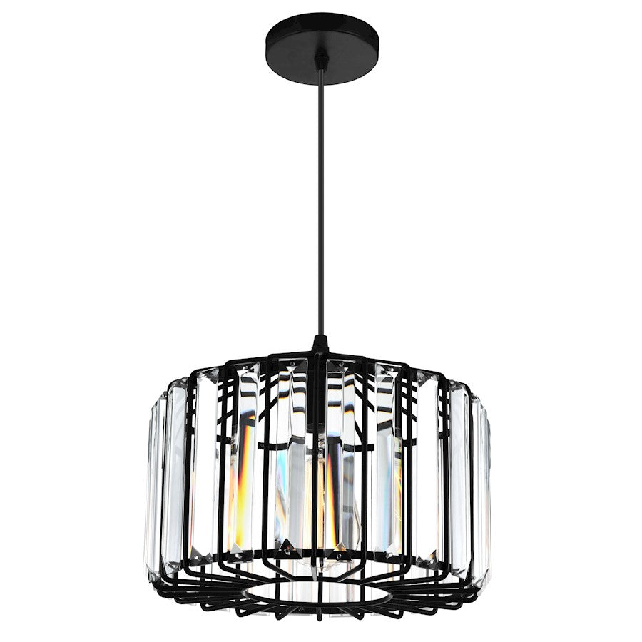 1 Light Drum Shade Pendant, Black