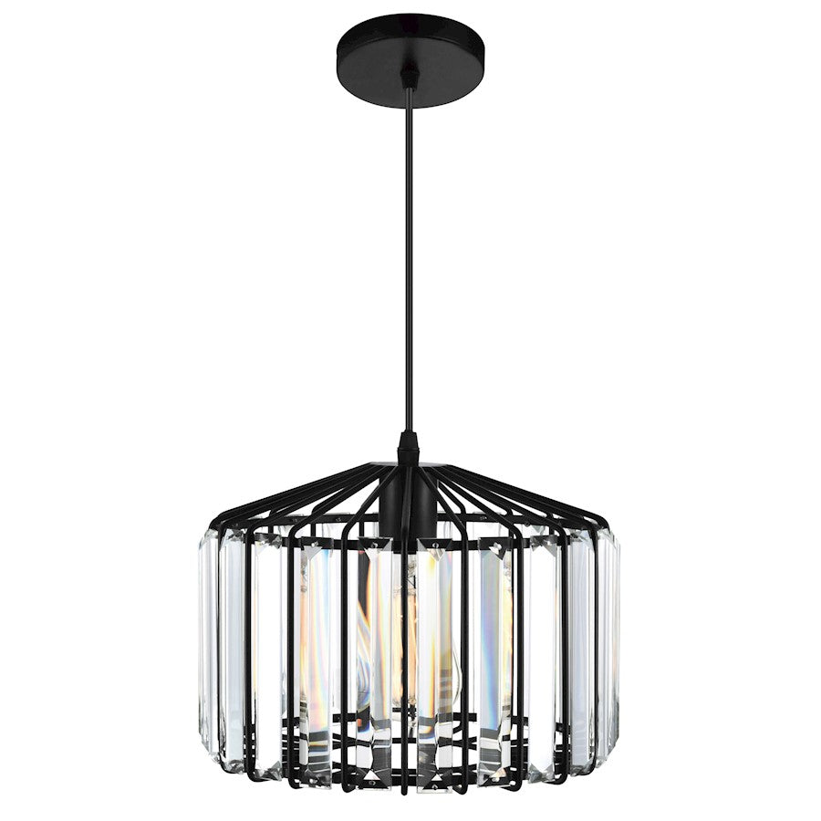 1 Light Drum Shade Pendant, Black