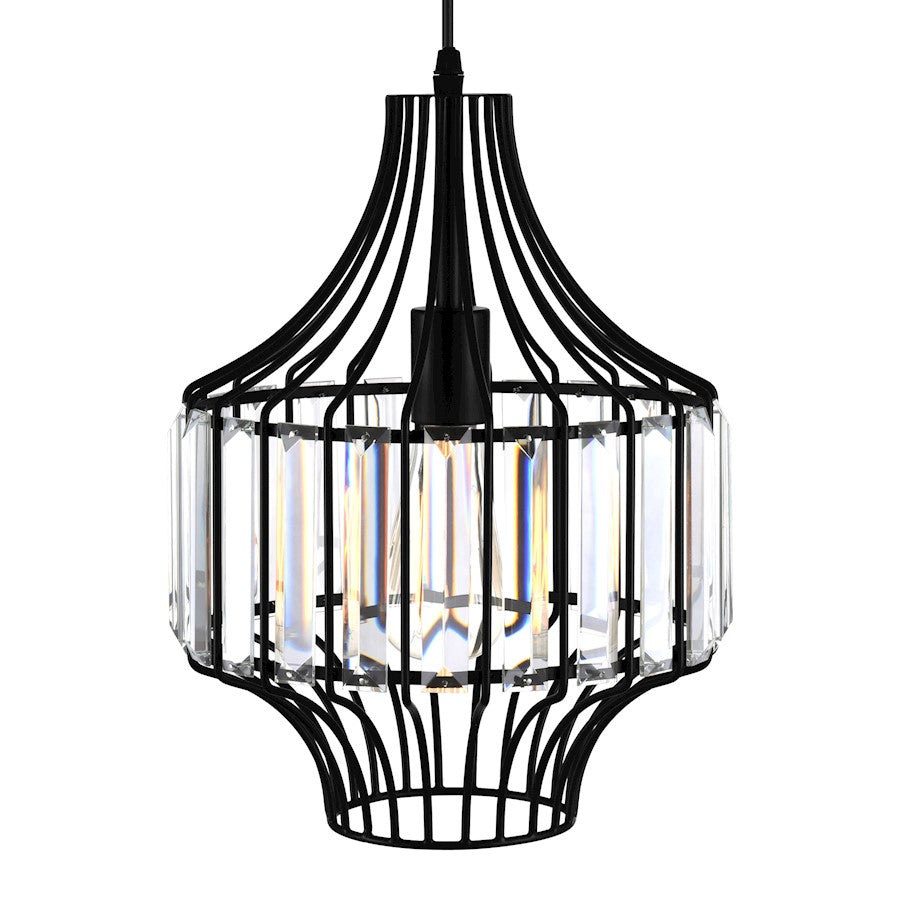 1 Light Down Pendant, Black-D