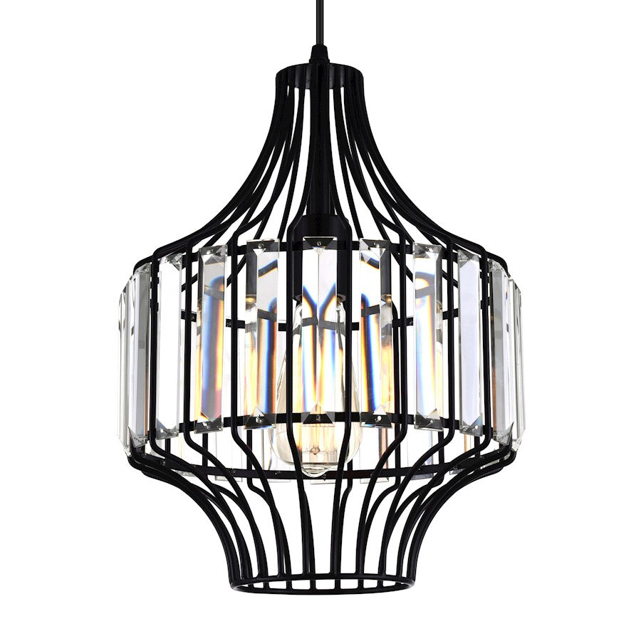 1 Light Down Pendant, Black-D