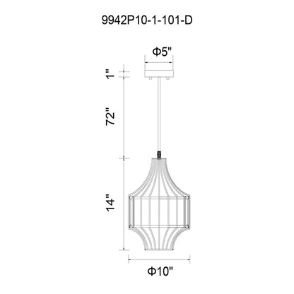 1 Light Down Pendant, Black-D