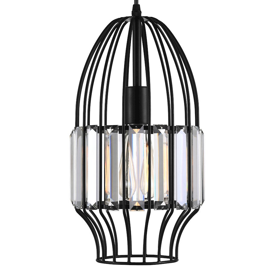 1 Light 7" Down Mini Pendant, Black