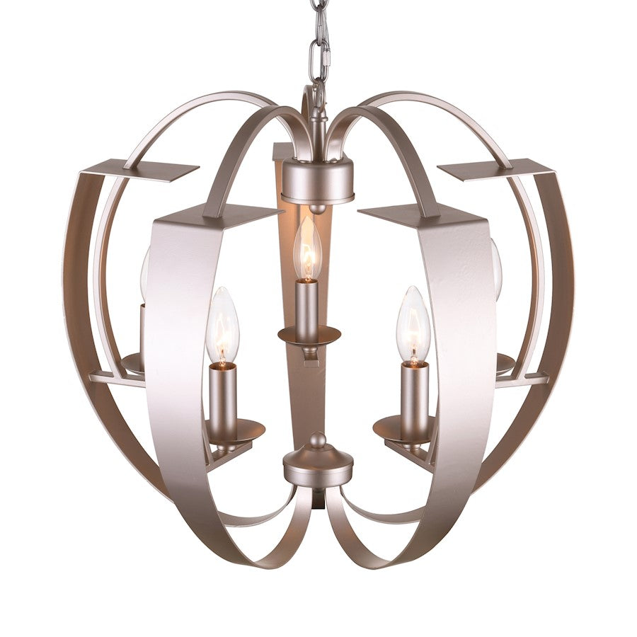 5 Light Chandelier, Pewter