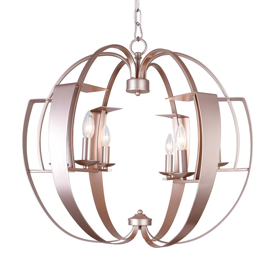 6 Light Chandelier, Pewter