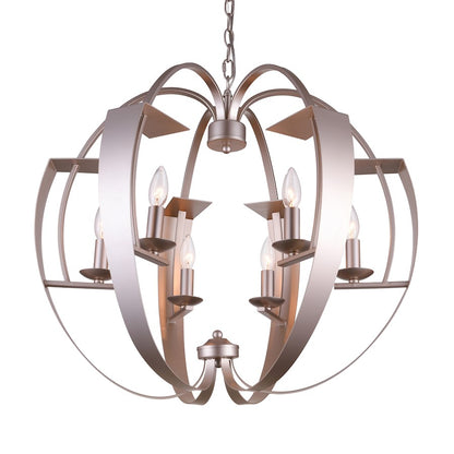 6 Light Chandelier, Pewter