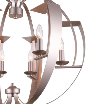 6 Light Chandelier, Pewter