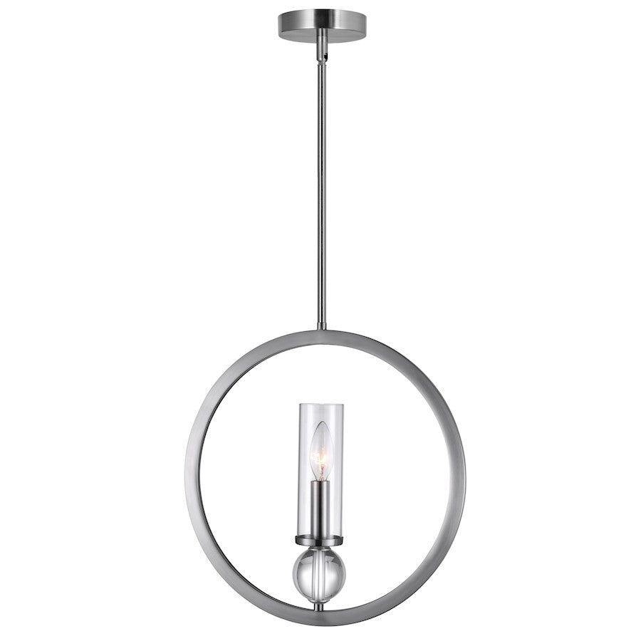 CWI Lighting Elton 1 Light Pendant, Satin Nickel/Clear - 9951P15-1-606