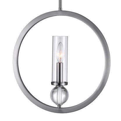 1 Light Pendant, Satin Nickel/Clear