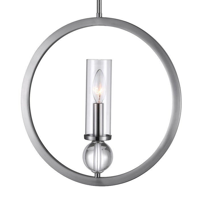 CWI Lighting Elton 1 Light Pendant, Satin Nickel/Clear
