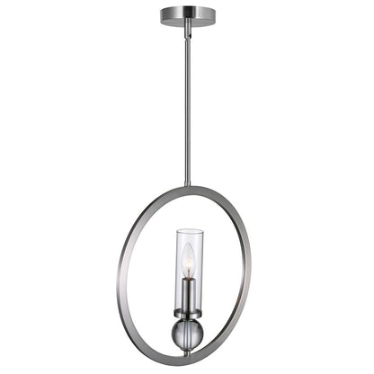 1 Light Pendant, Satin Nickel/Clear