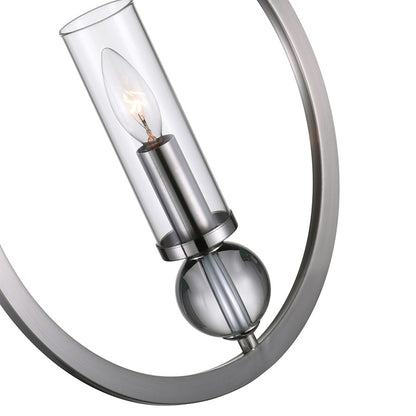 1 Light Pendant, Satin Nickel/Clear