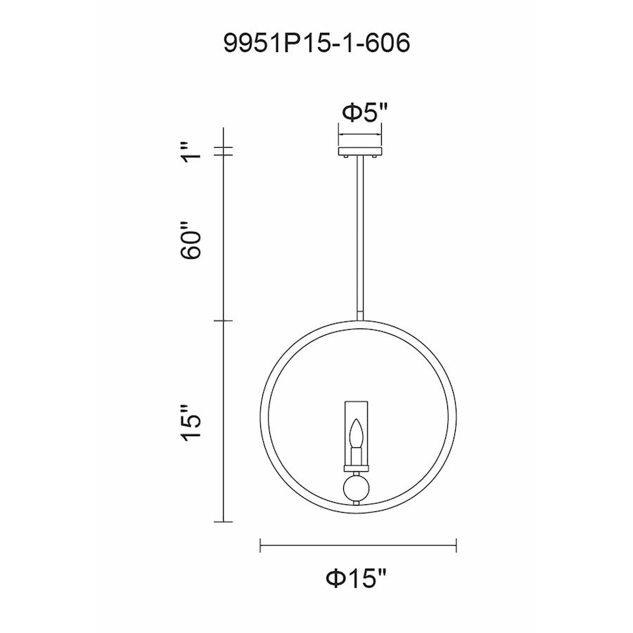 1 Light Pendant, Satin Nickel/Clear