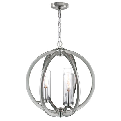 3 Light Chandelier, Satin Nickel