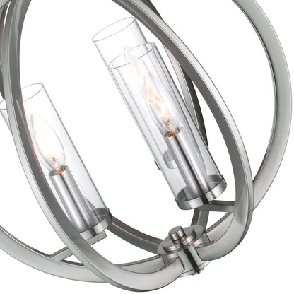 3 Light Chandelier, Satin Nickel