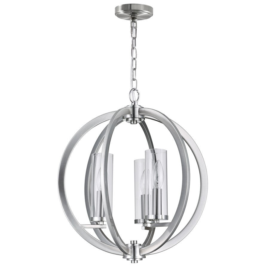 3 Light Chandelier, Satin Nickel