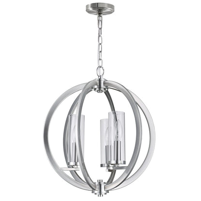 3 Light Chandelier, Satin Nickel