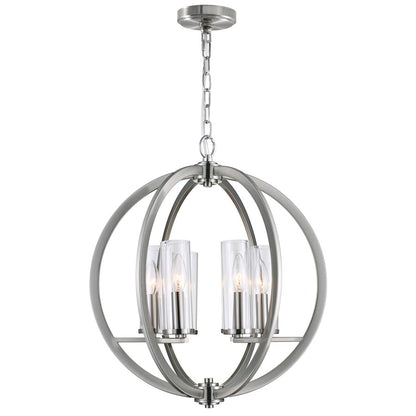 CWI Lighting Elton 6 Light Chandelier, Satin Nickel/Clear - 9951P19-6-606