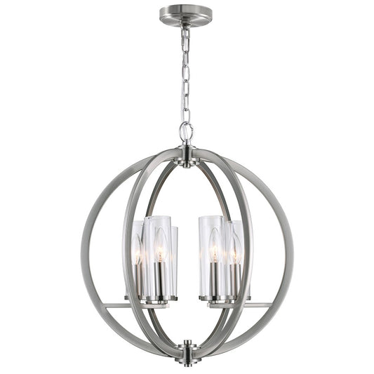 CWI Lighting Elton 6 Light Chandelier, Satin Nickel/Clear - 9951P19-6-606